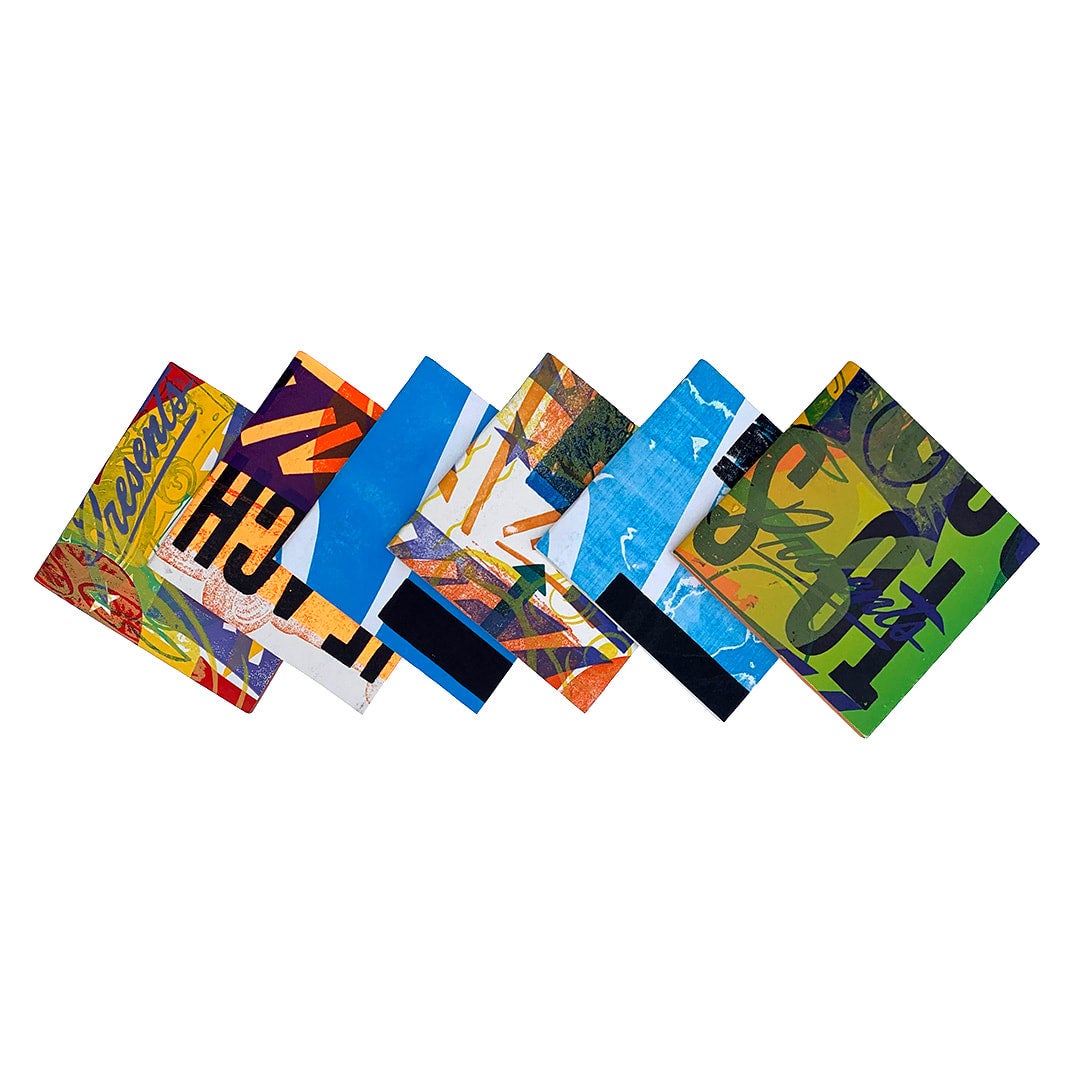 Recycled poster mini notebook 3 5 x 3 5 staple bound pack of 6
